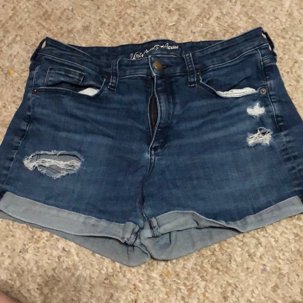 Distressed jean shorts